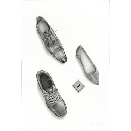 河井いづみ 「長い廊下がある家」小説カバー原画  izumi kawai