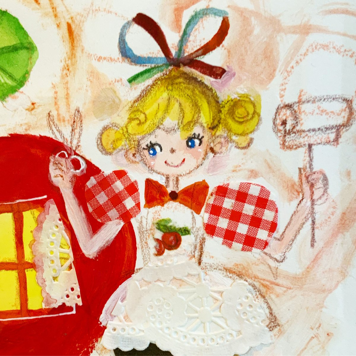 田村セツコ 原画「わたしのお家作っちゃった」直筆イラスト サイン入り 額装入り 田村セツコ 原画「わたしのお家作っちゃった」直筆イラスト サイン入り