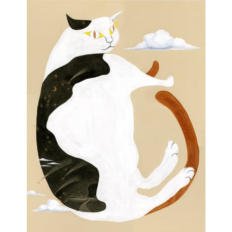 河井いづみ「ねこ雲のまなざし」izumi kawai  原画