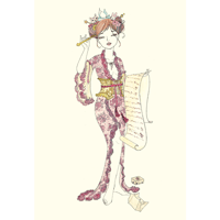 須川まきこ「手紙を読む女」ジークレー版画（ラメ仕様）