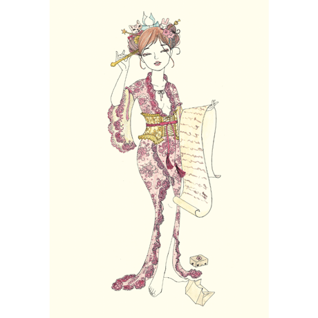 須川まきこ「手紙を読む女」ジークレー版画（ラメ仕様）