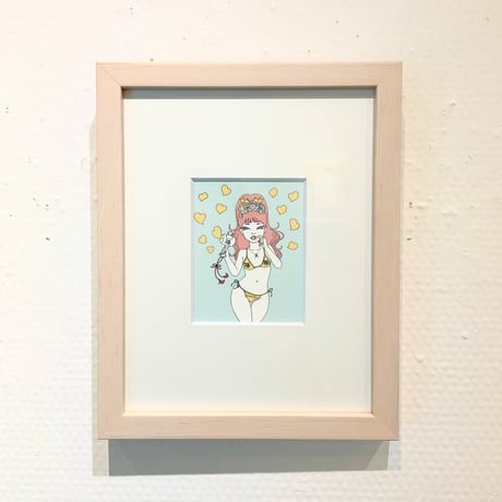 須川まきこ「福娘」版画作品