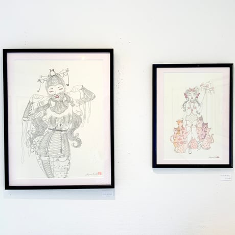 須川まきこ「Lace up dress」原画 sugawa makiko