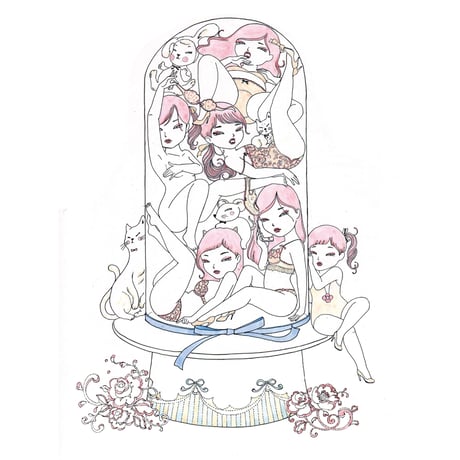 須川まきこ「ガラスドーム１」原画 sugawa makiko