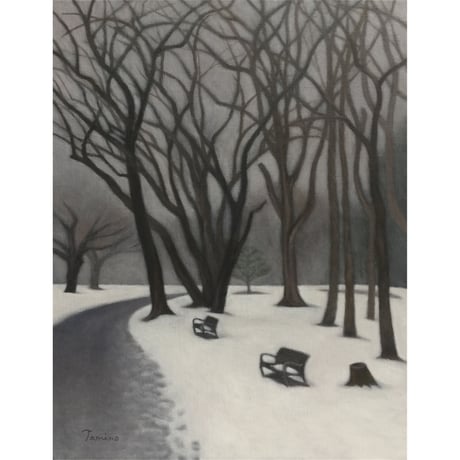 民野宏之 「初雪の公園 」原画