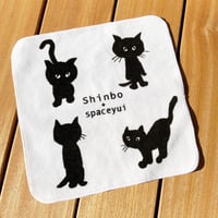 南伸坊 ミニタオル 黒猫柄