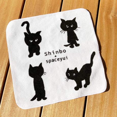 南伸坊 ミニタオル 黒猫柄