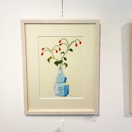 藤本巧「うずらの一輪挿し」原画