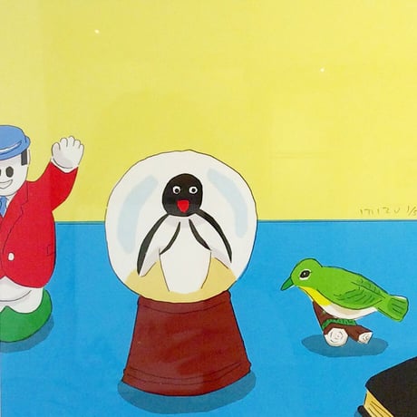 安西水丸「ペンギンのスノードーム」  mizumaru anzai