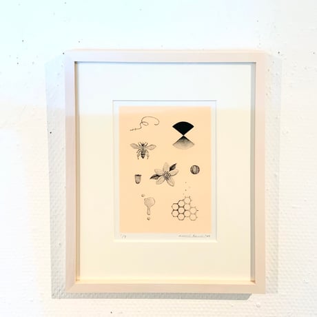 河井いづみ「はちみつ蜜柑」リトグラフ