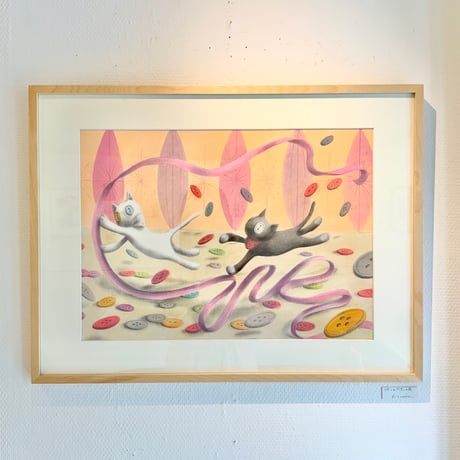 松本圭以子「リボンとボタンの雨」原画作品