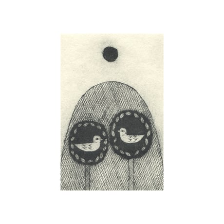 山田ミヤ「山のお家」紙版画
