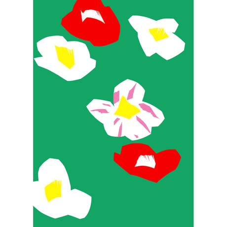 舟橋全二「赤と白の椿」Zenji Funabashi 「RED AND WHITE CAMELLIA」