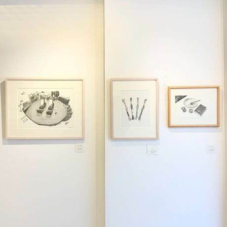 河井いづみ「カレー皿と本」  izumi kawai  原画