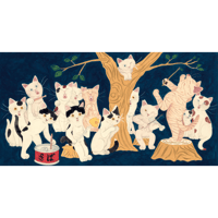 水沢そら「にゃごにゃごにゃんにゃん ごろにゃーご」版画作品
