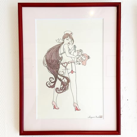 須川まきこ「ナースと注射」原画 sugawa makiko