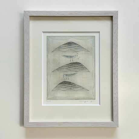 山田ミヤ「古の三山」銅版画