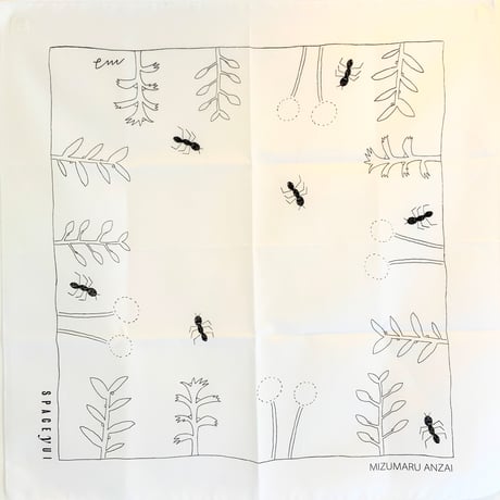 安西水丸グッズ「GREEN柄 バンダナ」