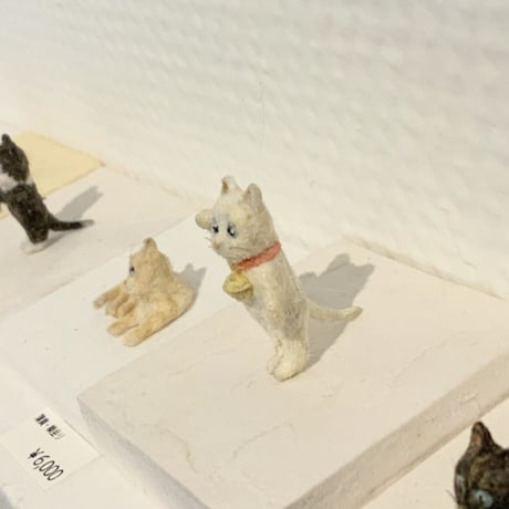 金沢和寛「猫 白招き・伸び」kanazawa kazuhiro