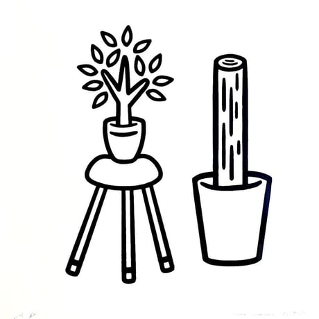 OTA Minami「木と丸太（ドローイング1）」版画