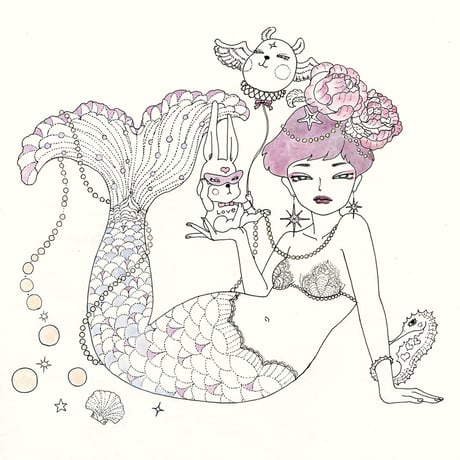 須川まきこ「すみれ色のマーメイド」原画 sugawa makiko