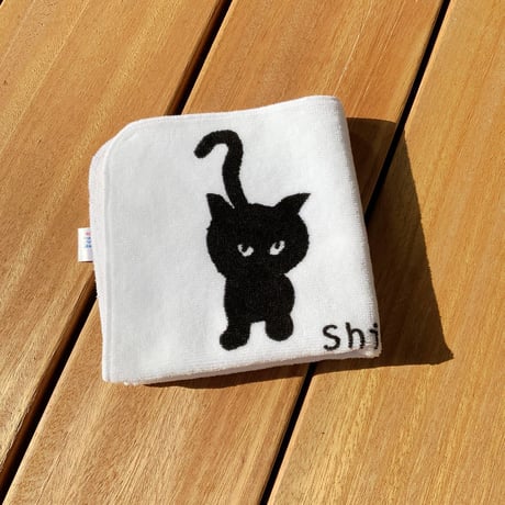 南伸坊 ミニタオル 黒猫柄