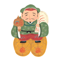 そで山かほ子「やさしい大黒さま」版画作品