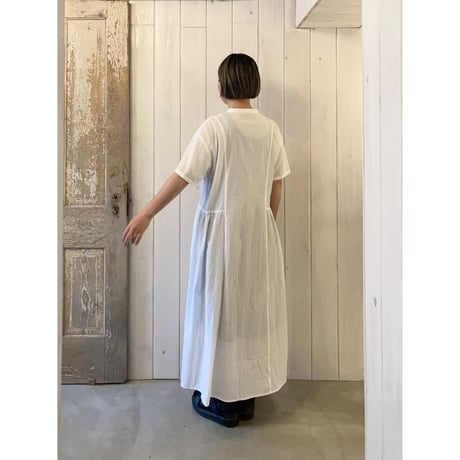 オーガニックジョーゼット バンドカラーワンピース
