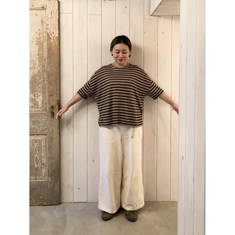 UVリネンニット 2wayハーフスリーブ カーディガン