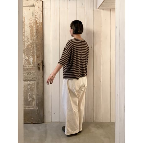 UVリネンニット 2wayハーフスリーブ カーディガン