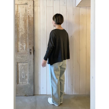 サフィランリネン デニム  イージーテーパードパンツ