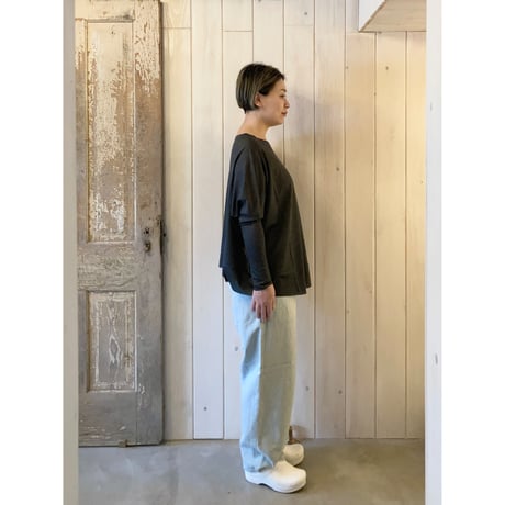 サフィランリネン デニム  イージーテーパードパンツ
