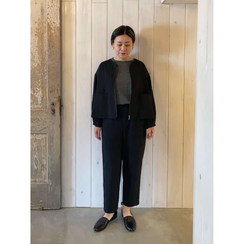 テーパードトラウザーパンツ セットアップ対応】RETORO POLYESTER TWILL / ベルト付き タック