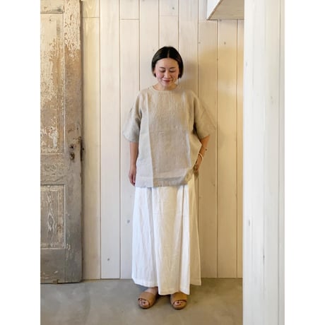トリプルワッシャーリネン ラップキュロットパンツ
