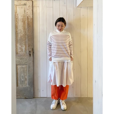 オーガニックコットン パネルボーダー カットソー