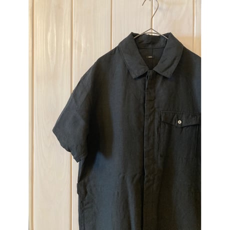オリジナルフレンチリネン 半袖 比翼オールインワン
