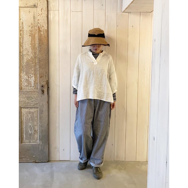 10oz 先染めヒッコリー ノッポパンツ | sum