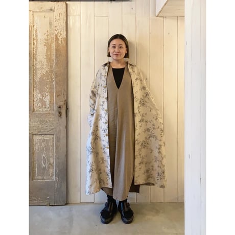 ボタニカルフラワー ジャガード ステンカラー ワンピースコート