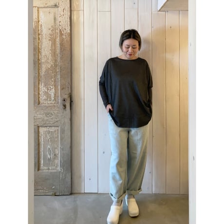 サフィランリネン デニム  イージーテーパードパンツ