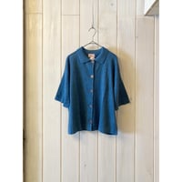 UVリネンニット ポロ衿 ハーフスリーブ カーディガン