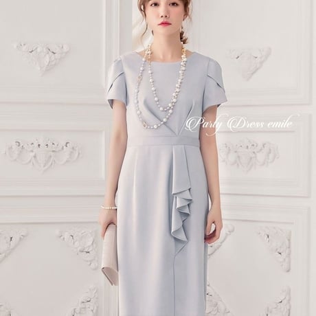 【訳あり】パーティードレス ドレス ワンピース ミディアム 袖有り 膝丈 お呼ばれドレス 結婚式 二次会 大きいサイズ emd0042 4424d