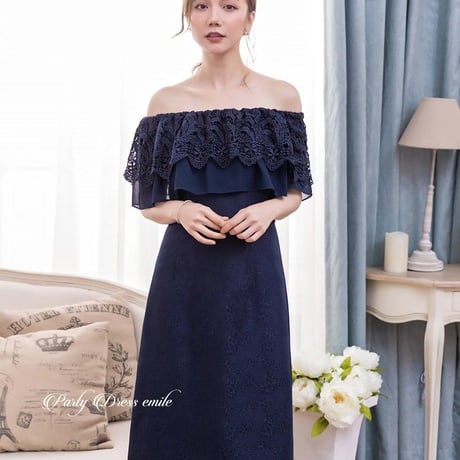 【訳あり】パーティードレス ドレス ワンピース オフショルダー 袖有り 膝丈 お呼ばれドレス 結婚式 二次会 披露宴 77b5w