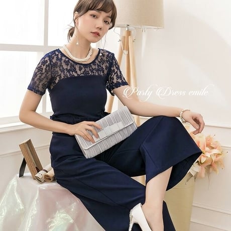 【訳あり】パーティードレス ドレス セットアップ パンツドレス 袖あり 半袖 お呼ばれドレス 結婚式  披露宴  大きいサイズ お呼ばれ emd0062