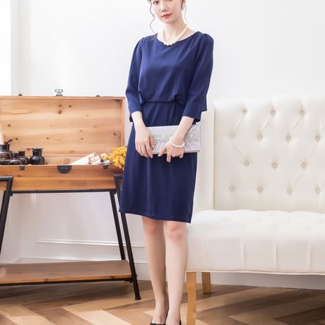 【アウトレット】パーティードレス ドレス ワンピース スカートスーツ 袖有り 膝丈 お呼ばれドレス 結婚式 入学式 卒業式 大きいサイズ お呼ばれ  emd0069 yymit