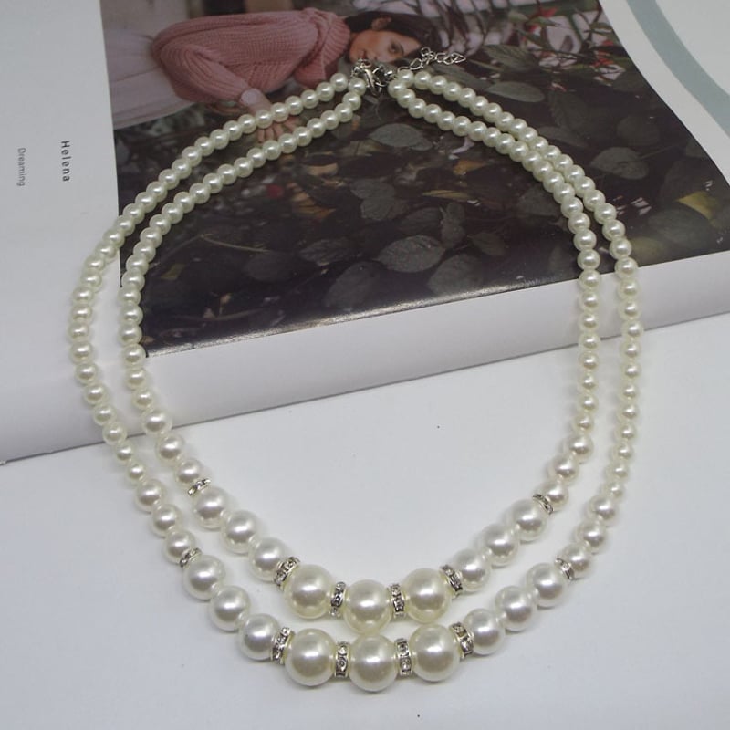 最新作2色縁結び真珠2連真珠ネックレスファッション着用天然色【既購ok送料無料】 最新作2色縁結び真珠2連真珠ネックレスファッション着用天然色【既購