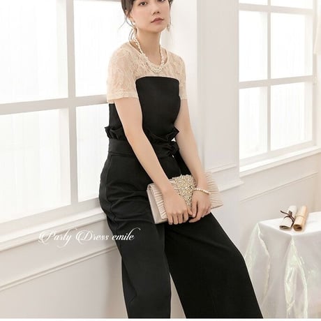 【訳あり】パーティードレス ドレス セットアップ パンツドレス 袖あり 半袖 お呼ばれドレス 結婚式  披露宴  大きいサイズ お呼ばれ emd0062