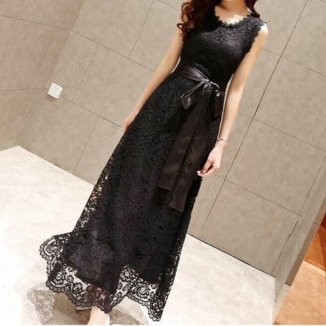 【訳あり】マキシ丈ワンピース ロングドレス パーティードレス  袖なし ノースリーブ ロング丈 結婚式 二次会  大きいサイズ お呼ばれ emd0007