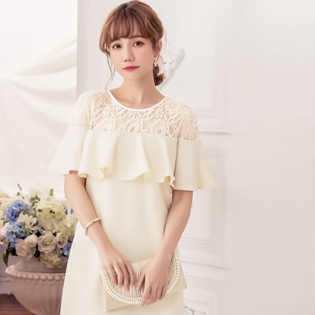 【アウトレット】パーティードレスパーティードレス ドレス ワンピース ミディアム 花柄レース 袖有り 膝丈 お呼ばれドレス 結婚式 披露宴 大きいサイズ お呼ばれ emd0027