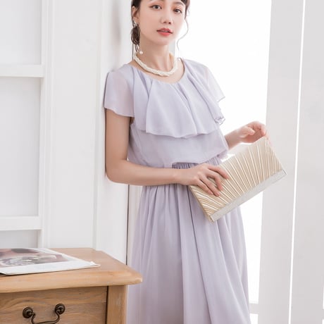 【アウトレット】パーティードレス ドレス ワンピース ロングドレス シフォン 袖有り マキシ丈 お呼ばれドレス 結婚式 披露宴 大きいサイズ お呼ばれ 442ze