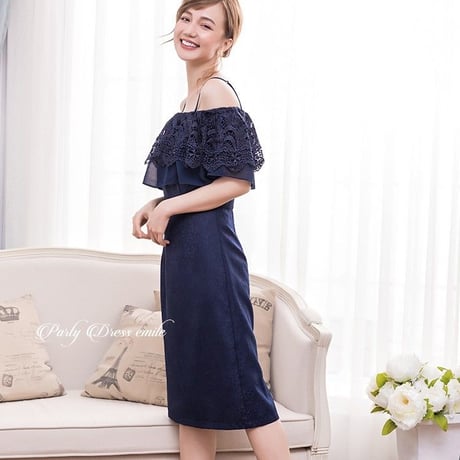 【訳あり】パーティードレス ドレス ワンピース オフショルダー 袖有り 膝丈 お呼ばれドレス 結婚式 二次会 披露宴 77b5w